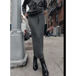 NWT Zara Midi Pencil Skirt Womens Size Small Dark Gray Stretch Casual Chic Knit
